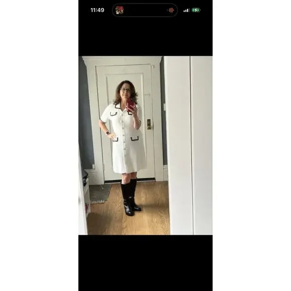 ALEXIA ADMOR White Colorblock Contrast Trim Pearly Buttons Odette Dress sz XL - Picture 14 of 16